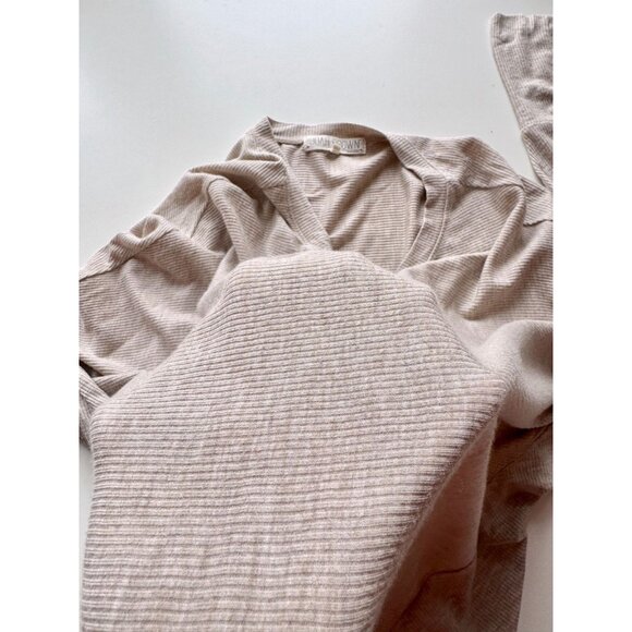 JOAH BROWN Vital Rib Heather Oatmeal Ribbed Jersey Long Sleeve Tee, One Size - Picture 11 of 14